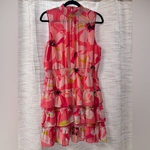 1. State Pink and Red Sleeveless Sundress Wedding Guest
